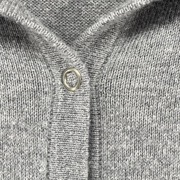 EILEEN FISHER Sweater L Organic Cotton Snap Front Cardigan Oversized Gray - Picture 6 of 13
